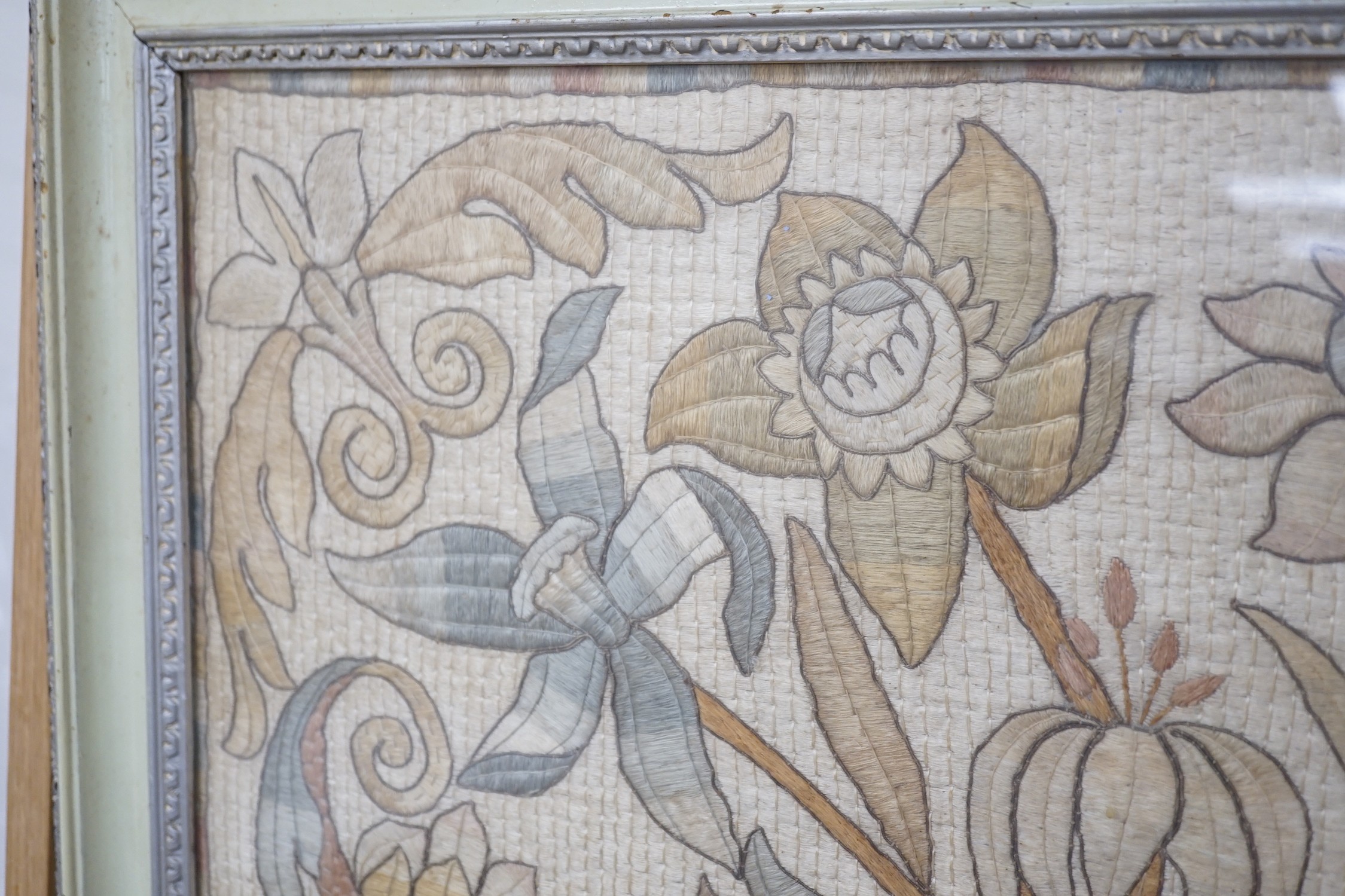 A framed Morris & Co style embroidery, 53 cm x 70.5 cm